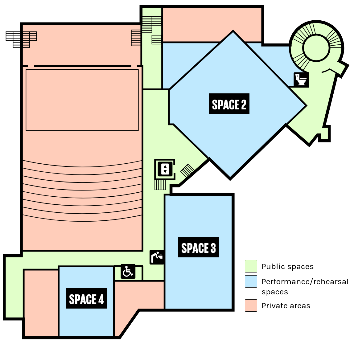 Second floor floorplan for Contact, venue for PyconUK 2025